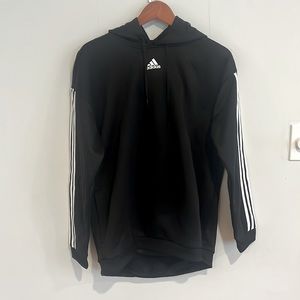 Adidas Women's 3 Stripe Black Gear Up Hoodie Pullover Sweatshirt Size L …